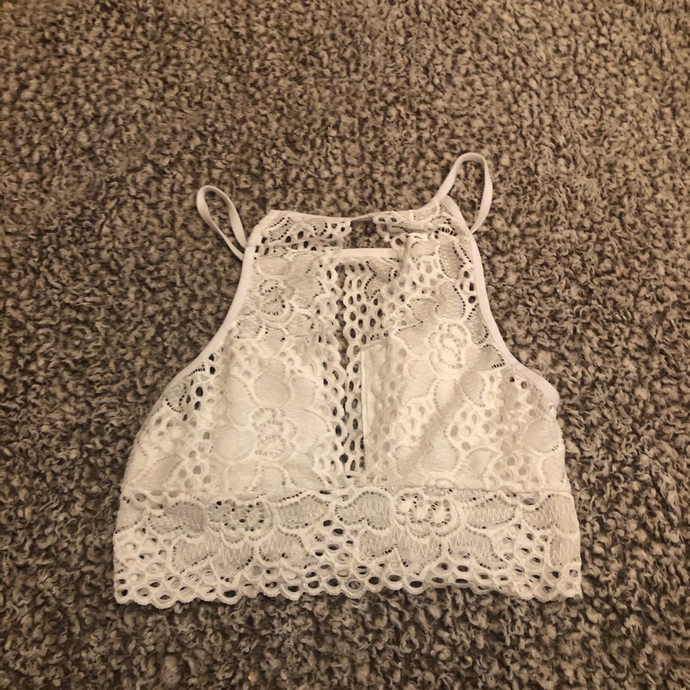 White laced bralette